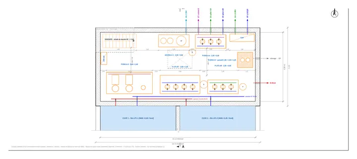 Plan du local de surpression et de ses bâches